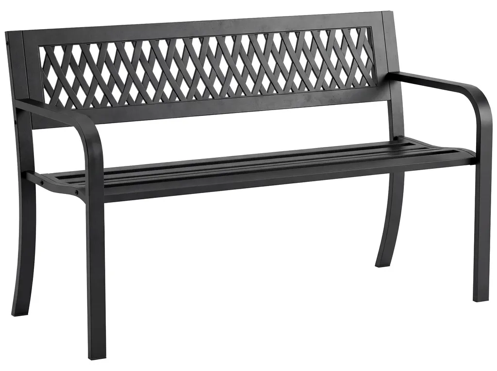 Petit banc de jardin 2 places noir métal pour balcon et terrasse