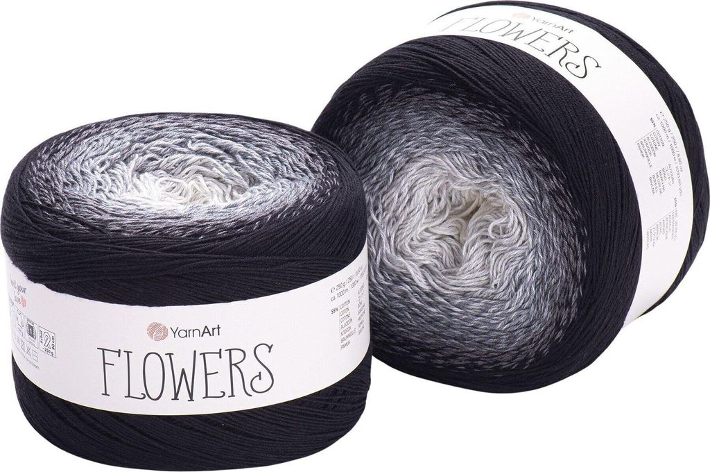 Yarn Art Flowers 253 Grey White Pletacia priadza Obrázok produktu 