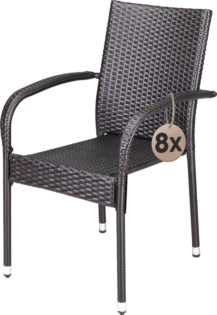 CASARIA® Lot de 8 Chaise Salle a Manger en Polyrotin Brunes Image du produit 