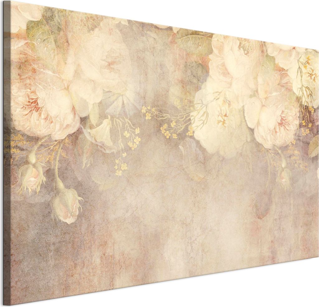 LUMASOUL Leinwand Bilder, Leinwandbild Geblümt Motiv, Wandbilder Holzrahmen und Webstuhl Wohnzimmer und Schlafzimmer, Bilder 120x80 cm Rustikal