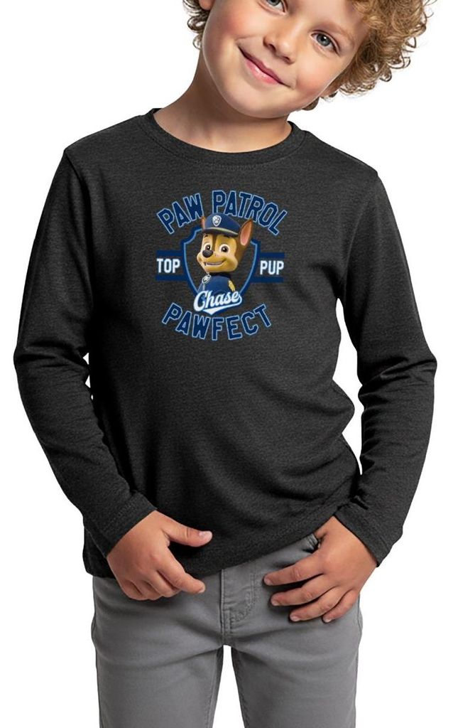 Spreadshirt Paw Patrol Chase Pawfect Kinder Premium Langarmshirt, 134/140 (8 Jahre), Anthrazit meliert