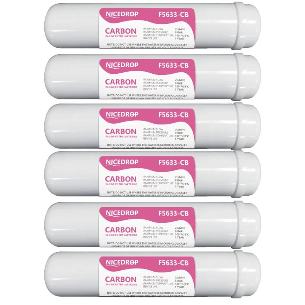 NICEDROP Filtre en ligne 12 pouces à bloc de charbon actif - Lot de 6