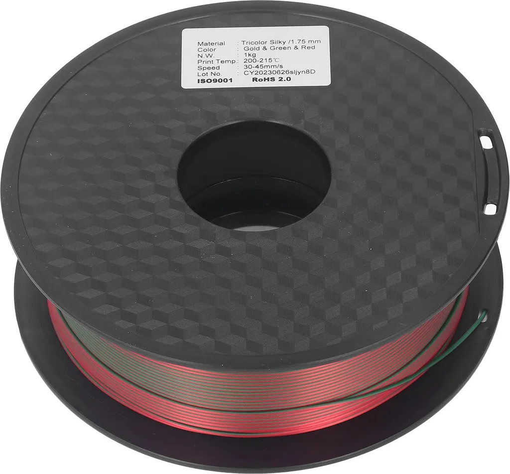 Filament PLA Tricolore Or Vert Rouge 1,75 mm pour Impression 3D de Précision