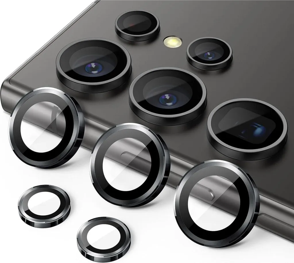 Protéger l'appareil photo du Samsung S24 Ultra : Verre 9H et bagues métal