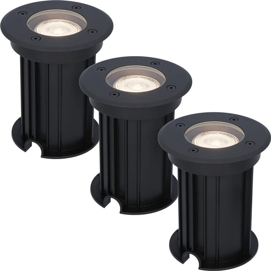 hoftronic LED Bodeneinbaustrahler 3x4W 345lm 4000K GU10 Schwarz IP67