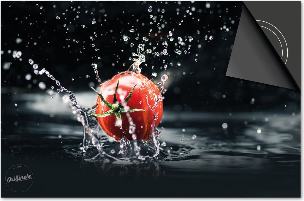 Induktionsschutz 77x51 - abdeckplatte Induktion matt- Dietrix Kochfeldschutz- DELUXE - Splash - Tomate