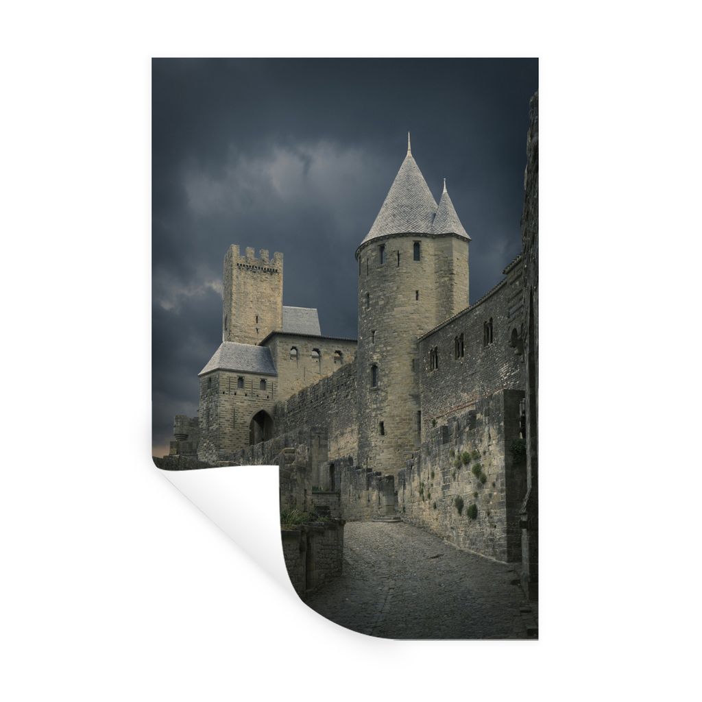 MuchoWow Wandtattoo Wandsticker Wandaufkleber Carcassonne - Burg - Sturm 40x60 cm Selbstklebend und Repositionierbar - Wierderverwendbar - Selbst...