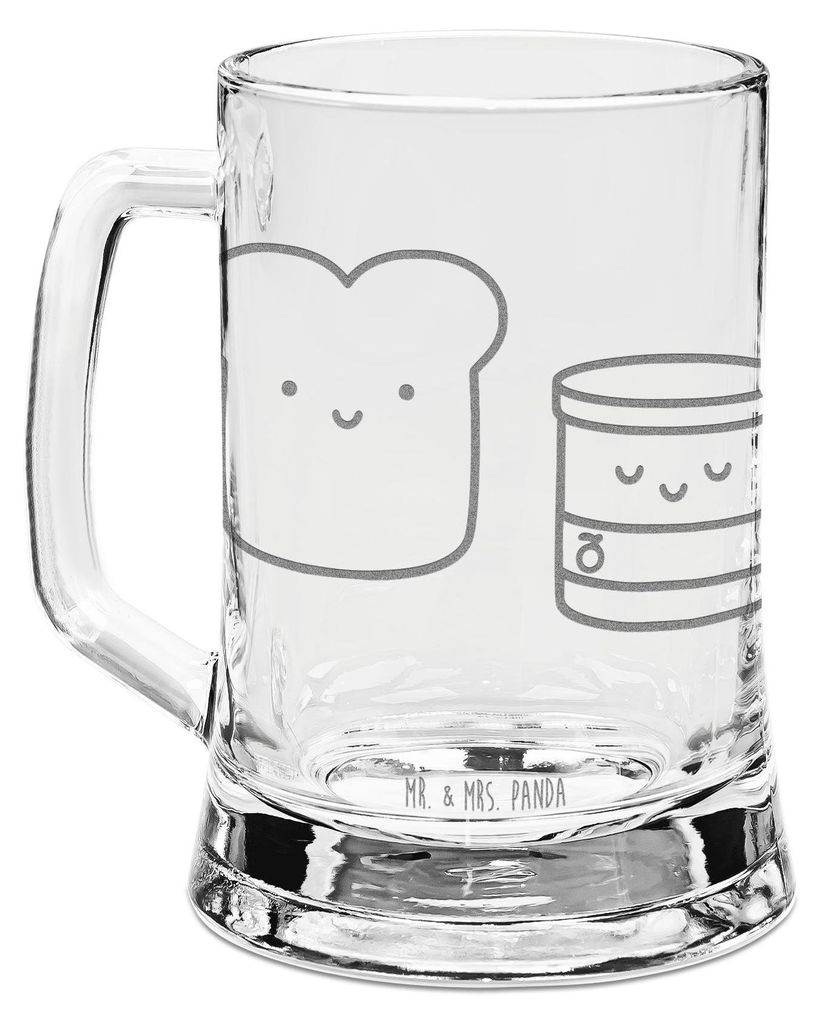 Mr. & Mrs. Panda Krug Toast Marmelade - Transparent - Geschenk, Lustige Sprüche, Gravur Bierkrug, Süß, Brot, Humpen, Toastbrot, graviert, Glaskr...