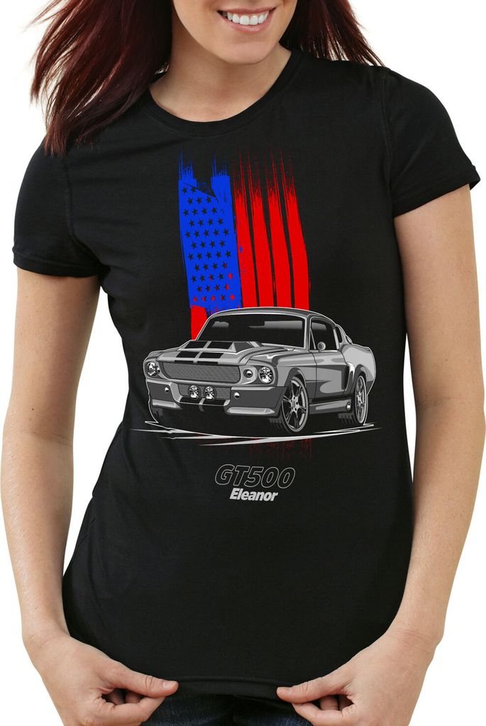 style3 GT500 Eleanor Damen T-Shirt stars and stripes usa, Größe:XS