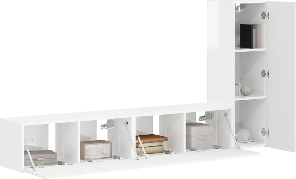 “2026 Modern“ TV-Schrankset Wandmontiert 2 pcs - Montage erforderlich - Hochglanz Weiß Holzwerkstoff - Designermöbel 473517 - TV-Schränke