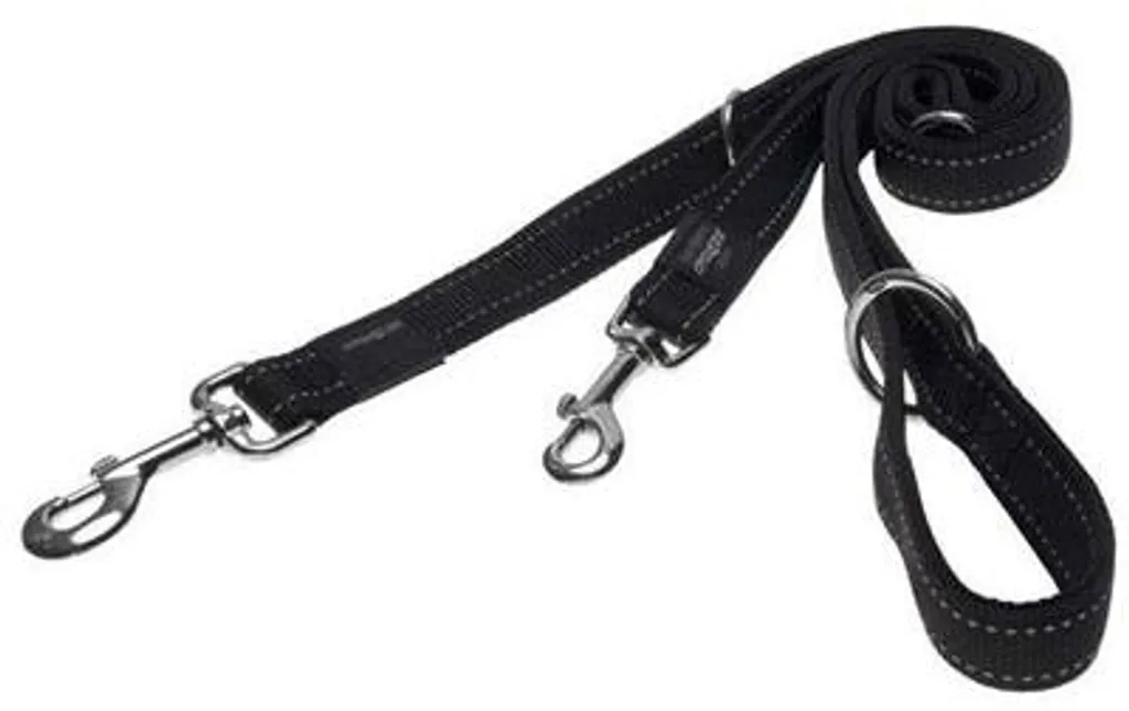 Laisse Rogz Lumberjack Noire Multi-fonction Réglable Chien Moyen L
