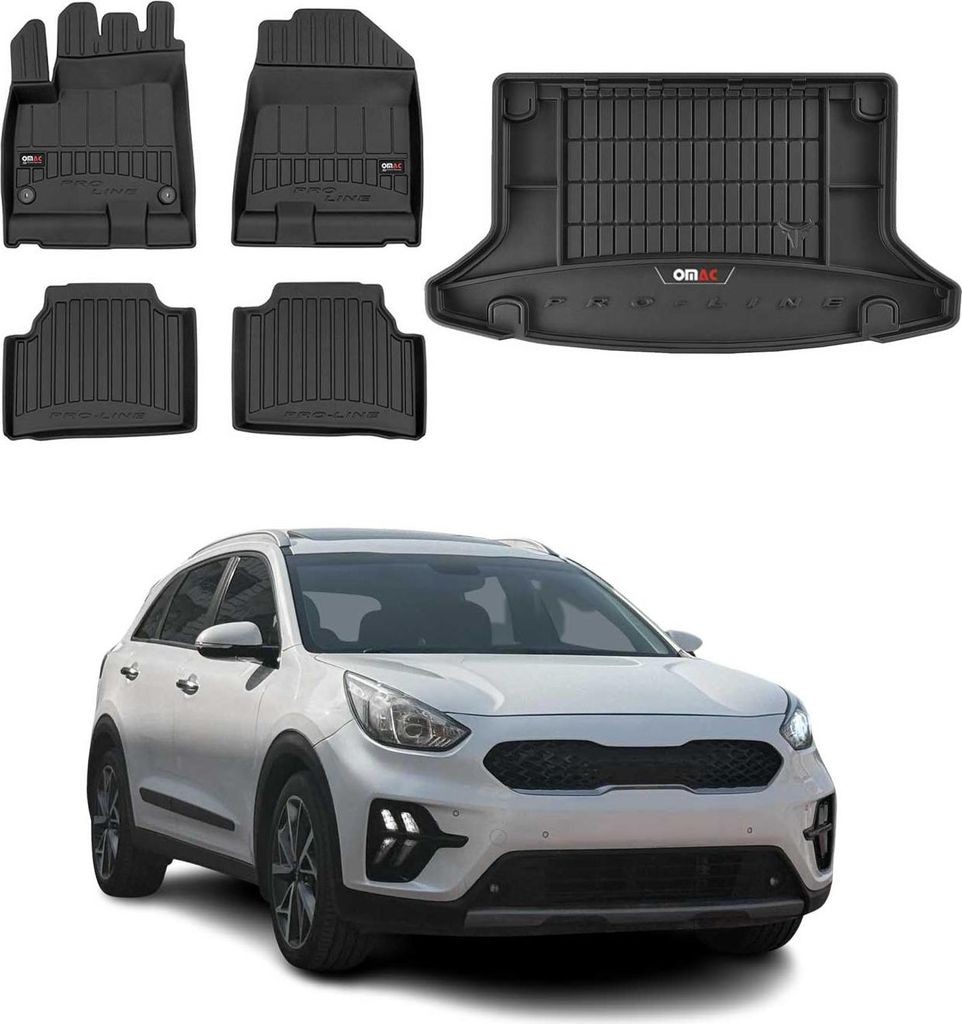 OMAC Fußmatten & Kofferraumwanne Set für Kia e-Niro 2018-2025 Gummi Schwarz 5x