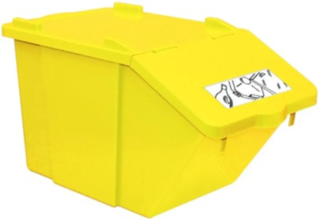 Poubelle de tri sélectif double bac jaune 45L verticale