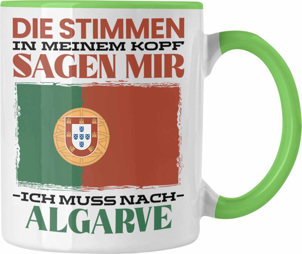 Trendation - Algarve Tasse Urlaub Heimat Geschenk Spruch Portgual Geschenkidee (Grün)