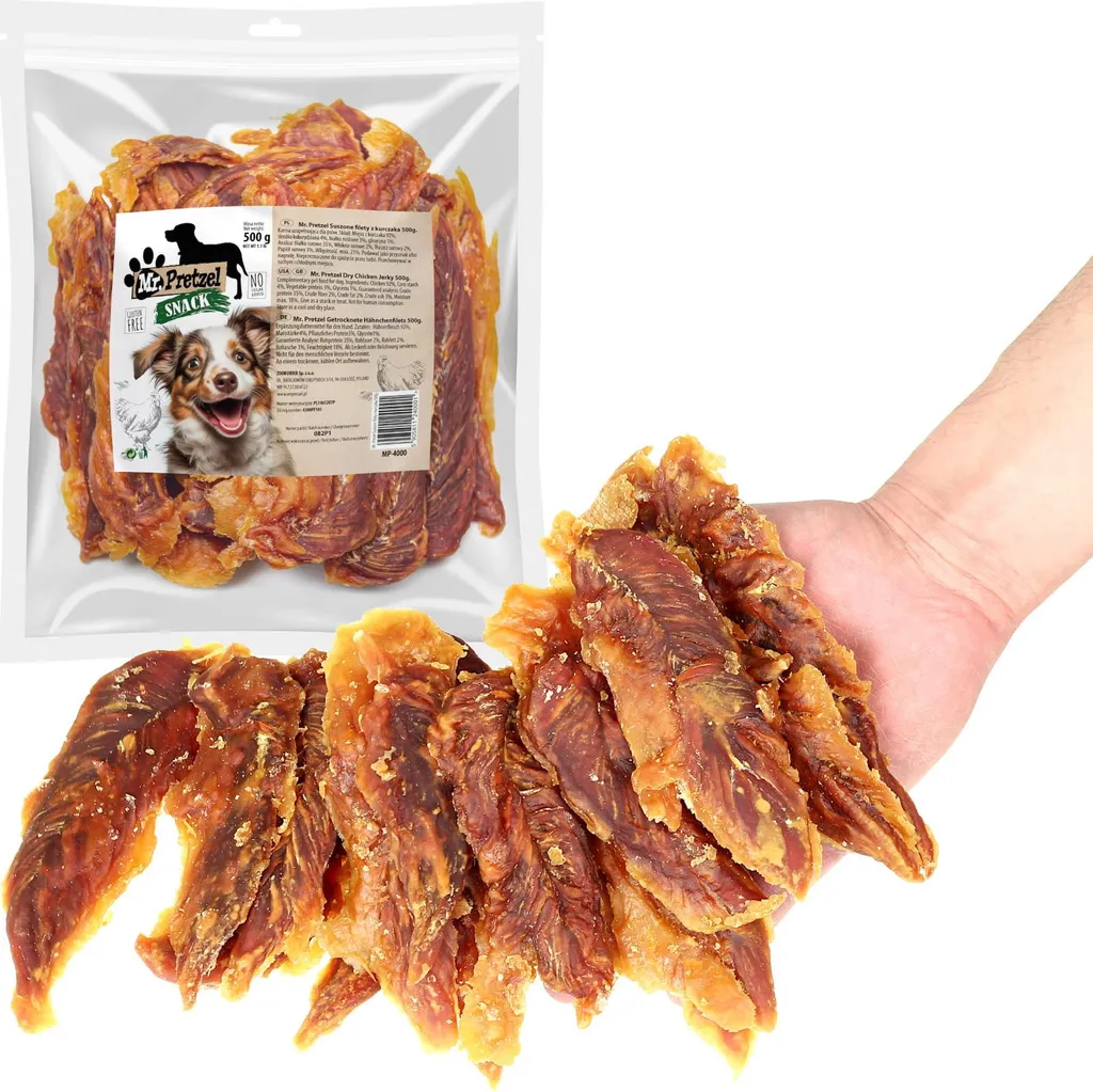 Filets de poulet séchés 500g - Snack sain pour chien sans additifs 92%
