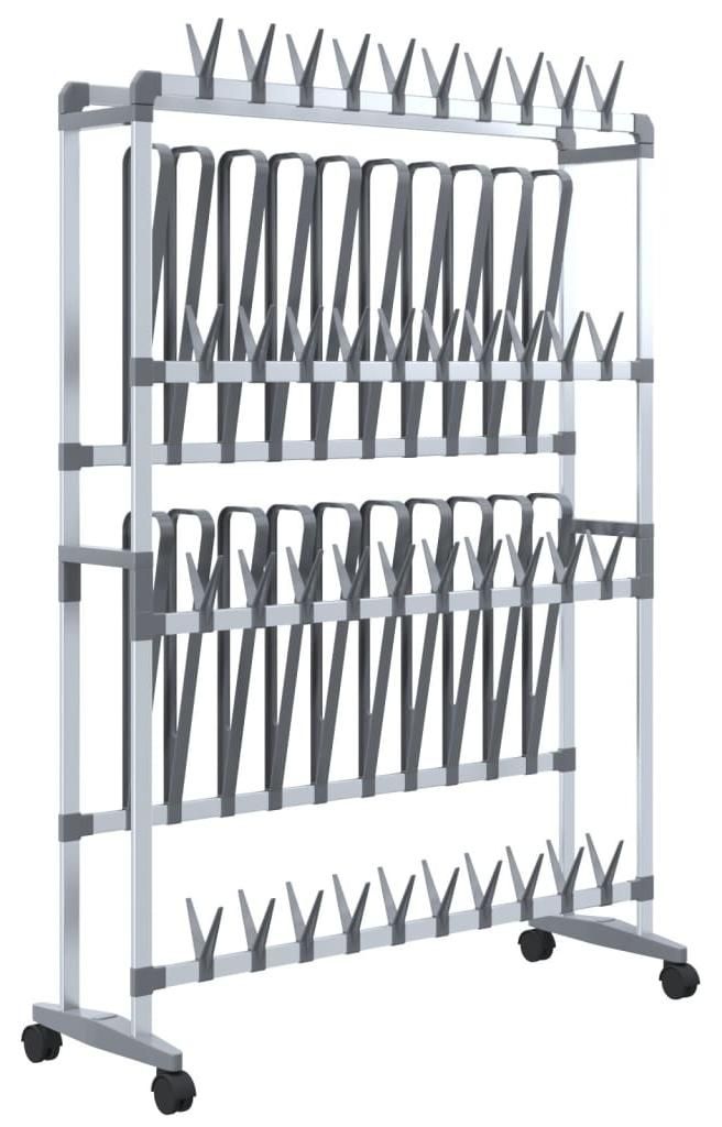 vidaXL Schuhregal mit Rollen Silbern 89x27x120 cm