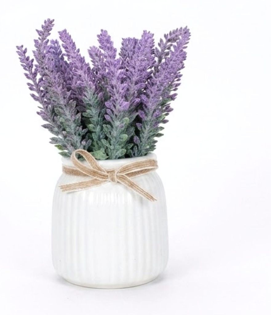 G.blümt Künstlicher Lavendel im Topf wie echt, Kunstpflanze Tischdeko Zimmerpflanze, Realistische Kunstblumen