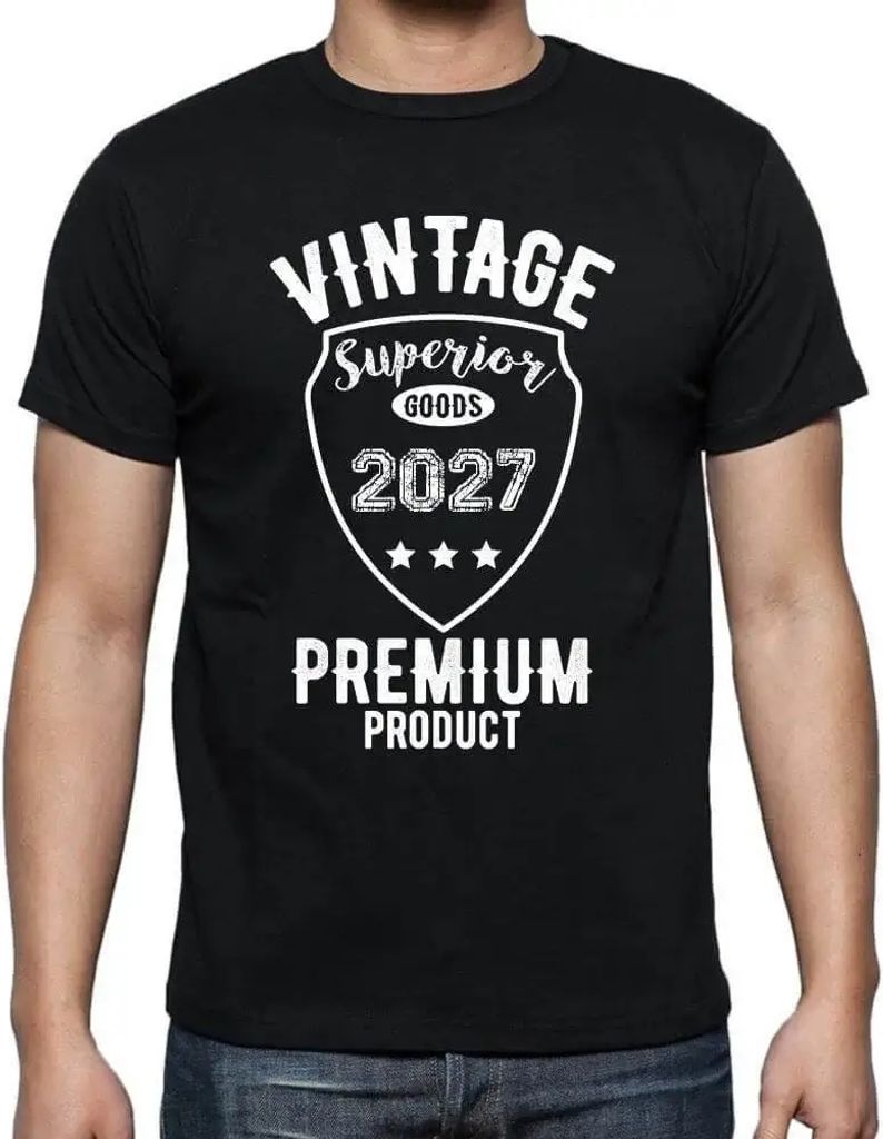 Herren Grafik T-Shirt Vintage Superior Goods Premium Product 2027 Öko-Verantwortlich Vintage Jahrgang Kurzarm Lustige Druck Geburtstag Geschenk Mann