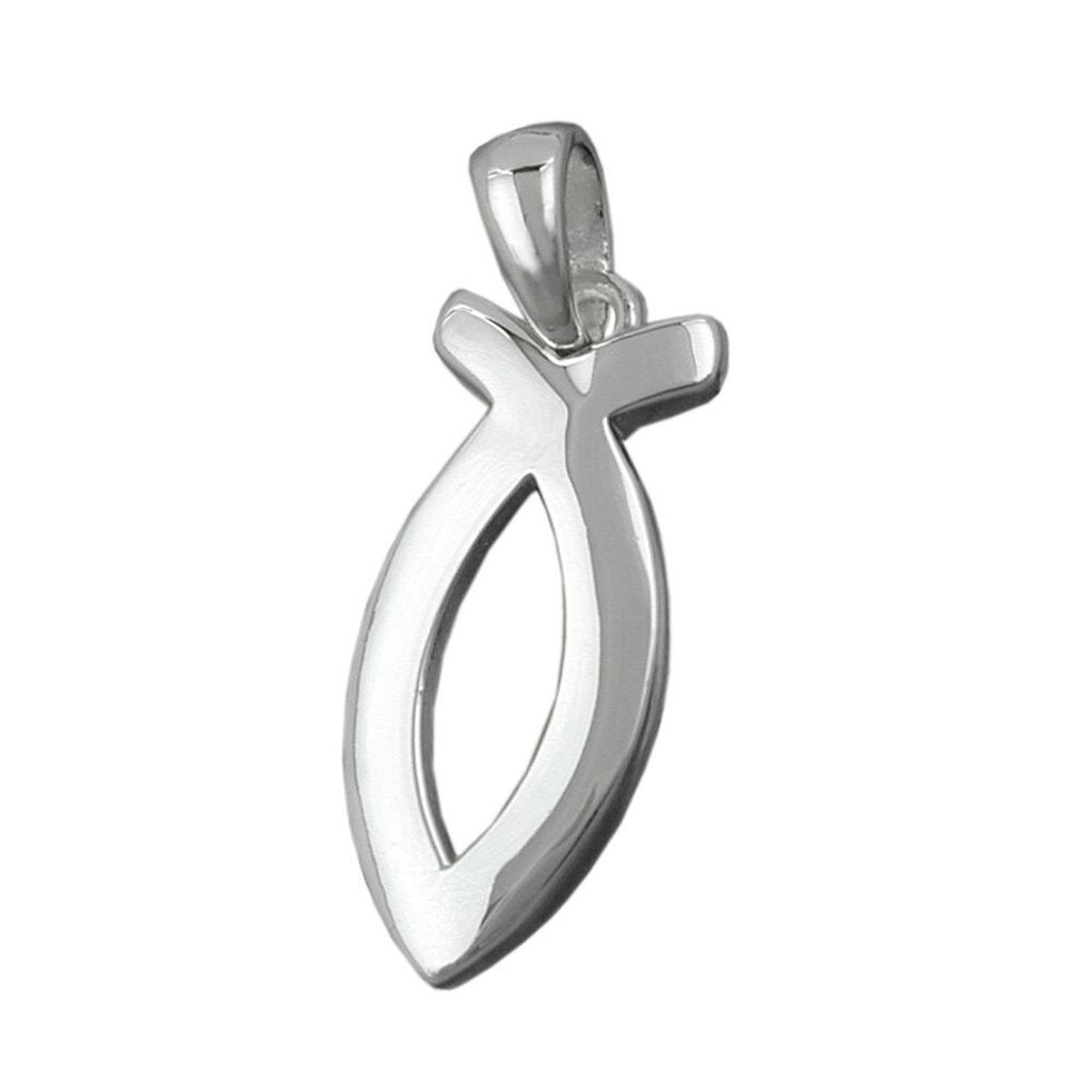 Anhänger Jesus-Zeichen Fisch Fischsymbol ICHTHYS 925 Silber schlicht Damen