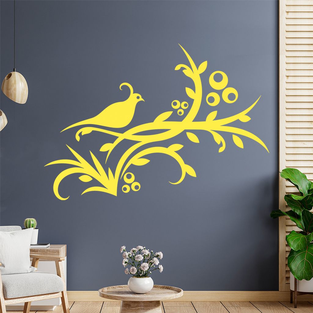 Vogel Ranke Blüte Wandtattoo in 6 Größen - Wandaufkleber Wall Sticker - Dekoration, Küche, Wohnzimmer, Schlafzimmer, Badezimmer