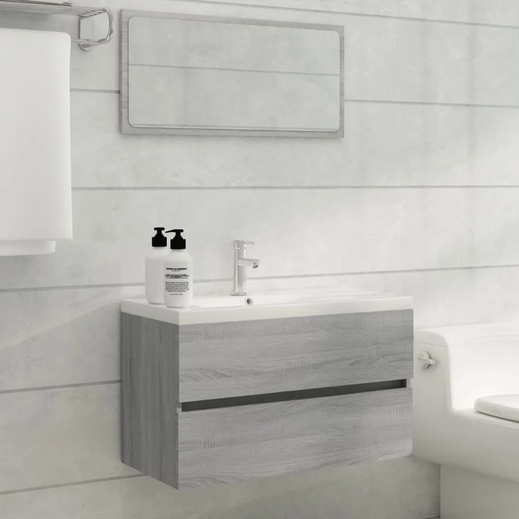The Living Store Set di mobili da bagno 2 pezzi in legno grigio Sonoma