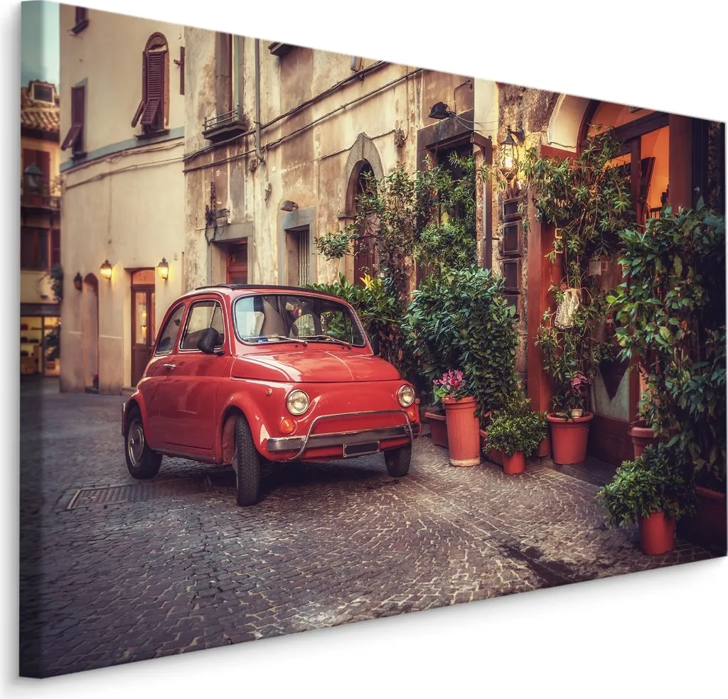 Carta da Parati in Tela 90x60 cm - Stampa Arte Auto Retrò e Vicolo