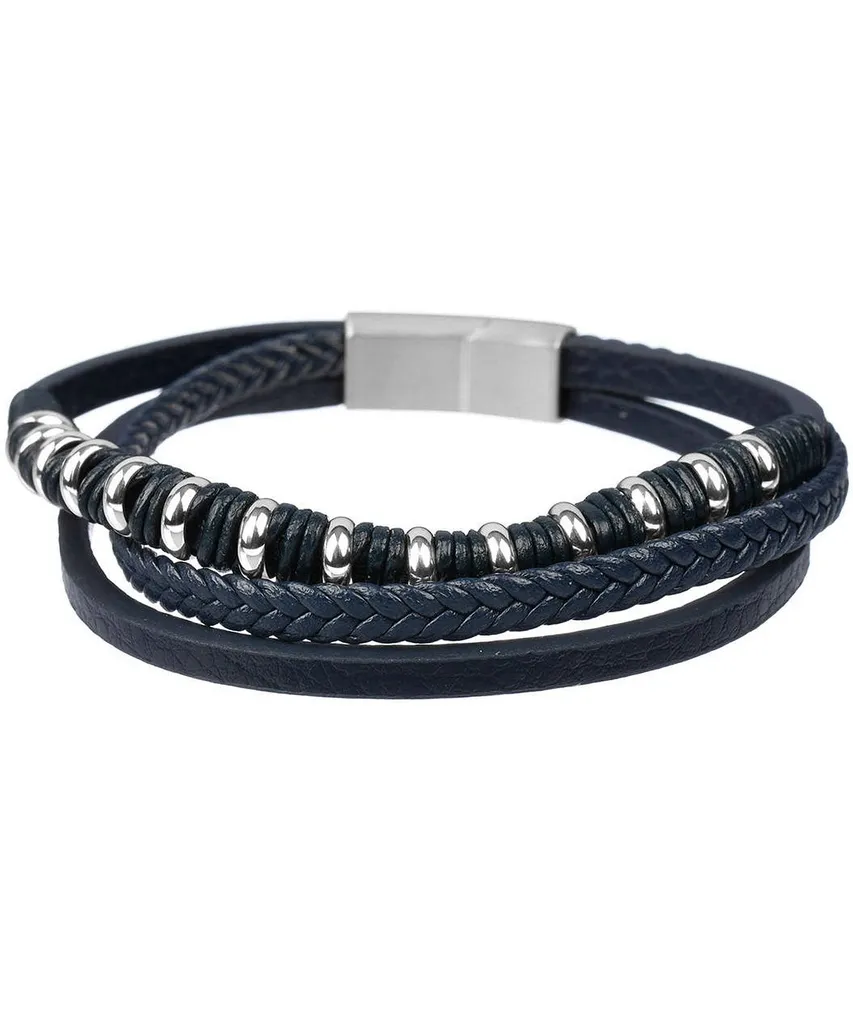 Pacific-PCB00021 Bracciale Uomo Navy Blue: Eleganza Urbana in Pelle