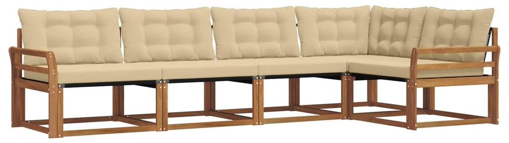 vidaXL Outdoor-Sofagarnitur mit Kissen 5 pcs Natur und Beige