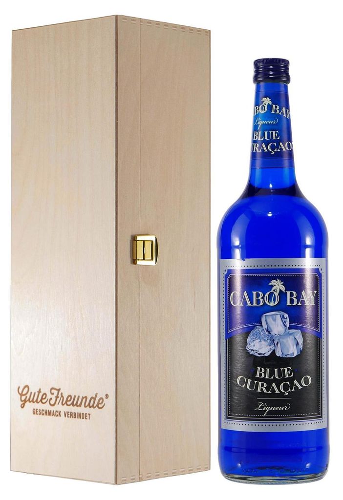 Cabo Bay Blue Curacao mit Geschenk-Holzkiste Produktbild 