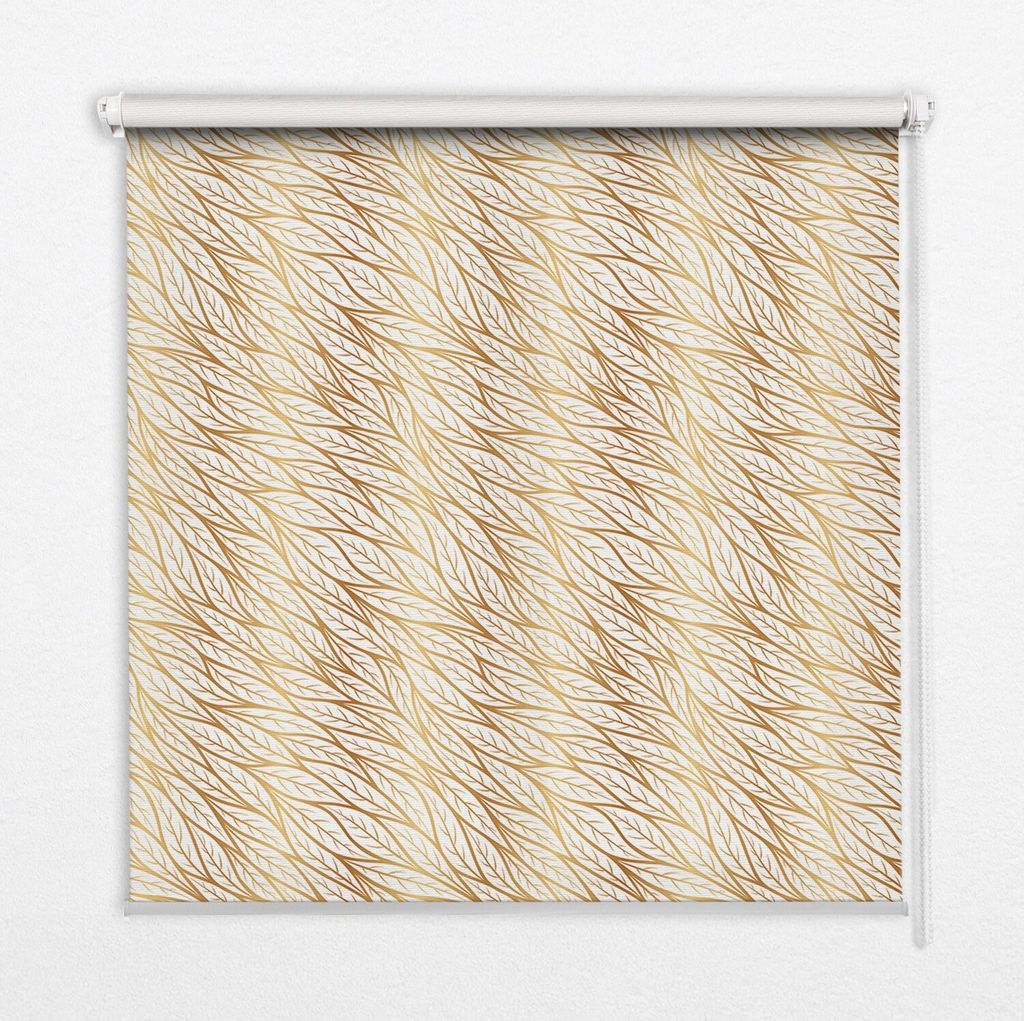 Seitenzug-Rollo Fensterrollo Jalousie - Thermo-Rollo Verdunkelungsrollo - 130x140 cm - Blattgold