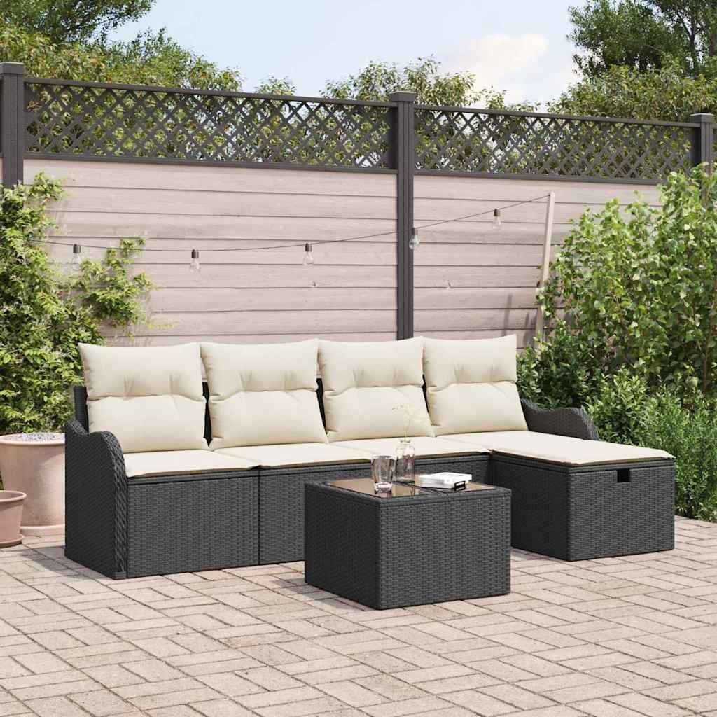 Maison Exclusive - Garten-Sofa-Set mit Kissen 6 pcs Schwarz Poly Rattan
