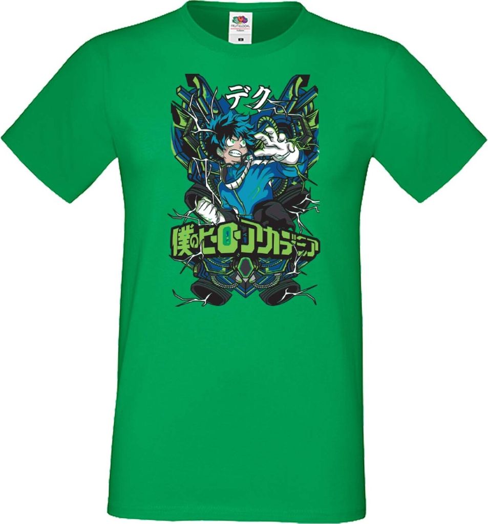 Herren T-Shirt Japan Manga Animation Comics My Hero Anime Academia Izuku Midoriya Var-001, Man S / Grün