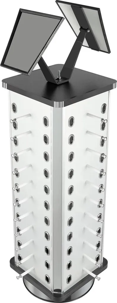 Espositore Occhiali Professionale 44 Slot | Rotazione 360° Alluminio