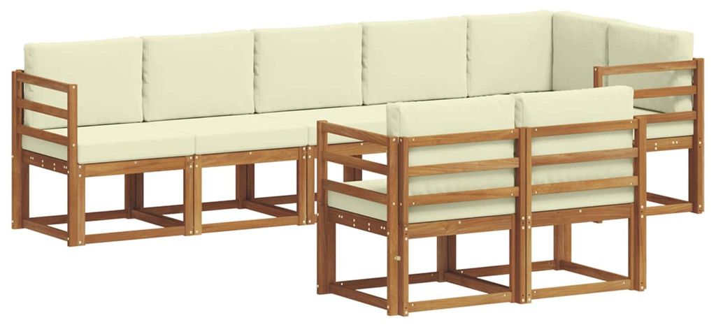 vidaXL Outdoor-Sofagarnitur mit Kissen 8 pcs Natur und Creme