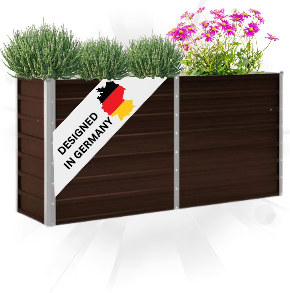 DELUKE® Hochbeet für Garten OSKAR Braun | 160x40x77cm | Produktbild 