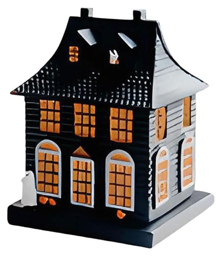 Geister-Räuchergefäß in Hausform, kegelförmiges Räuchergefäß aus Harz, Spukhaus-Motiv, Halloween-Dekoration, Raumduft-Ornament A