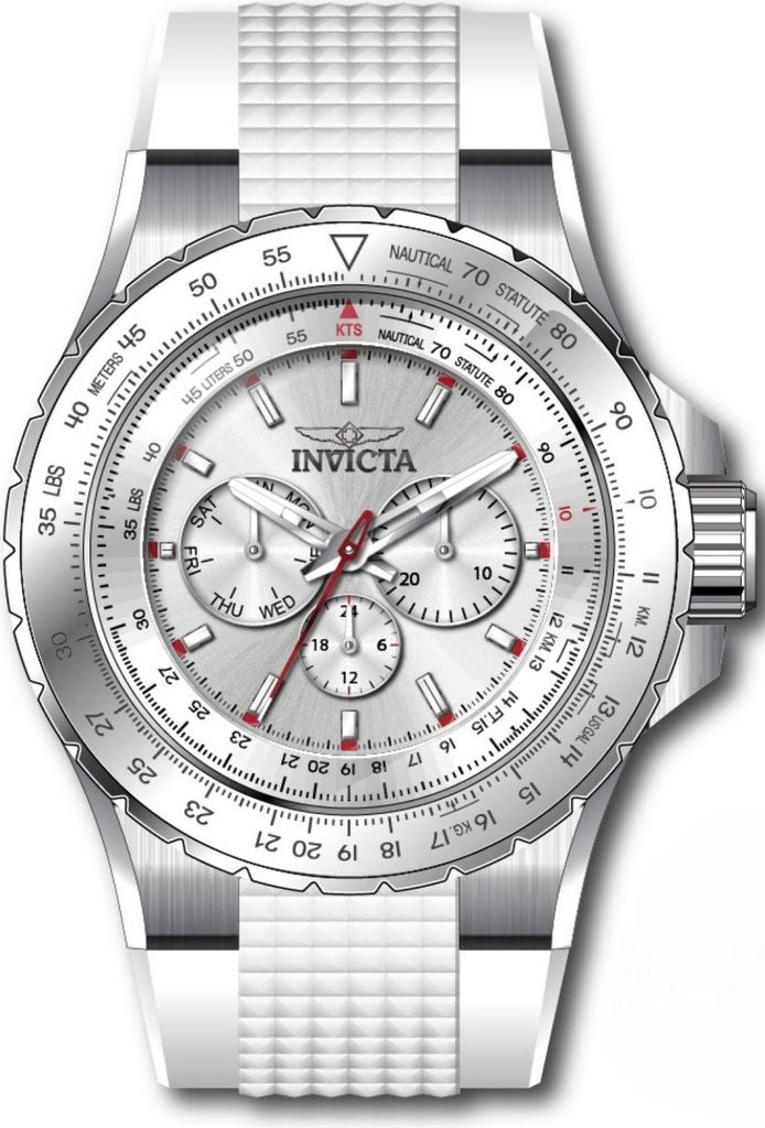 Invicta Aviator 50100 Herren uhr - Wasserdicht - Analog - Quarzuhrwerk - Edelstahl mit silbernen zifferblat - 50mm