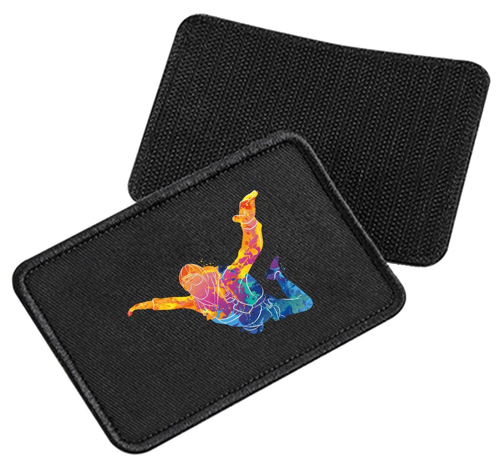 Huuraa Patch Skydiving bunte Silhouette Black 10 x 6,5cm Baumwolle Klettpatch für Mütze Geschenkidee