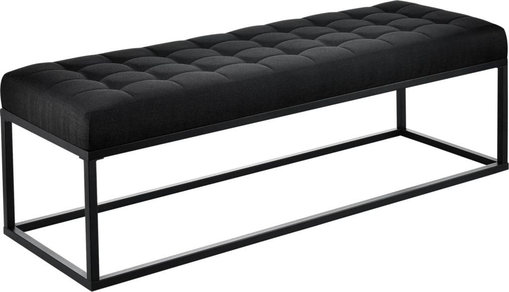 In And OutdoorMatch Bank Deluxe Zizi - Metall und Stoff - Flur oder Wohnzimmer - Schwarz - 120x40x38 cm