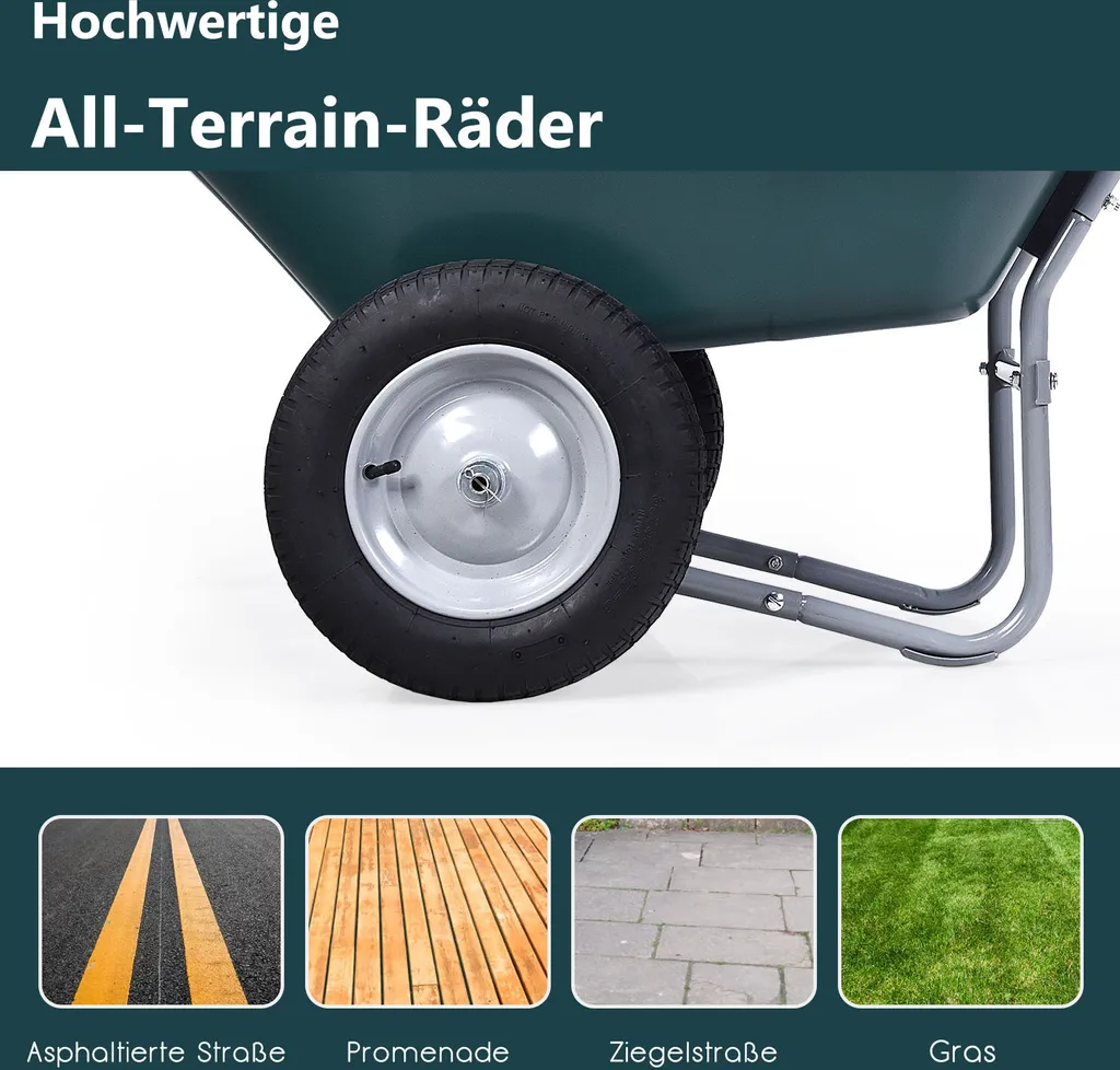 COSTWAY Carriola 2 Ruote 100kg | Design Ergonomico Verde Giardino - 7