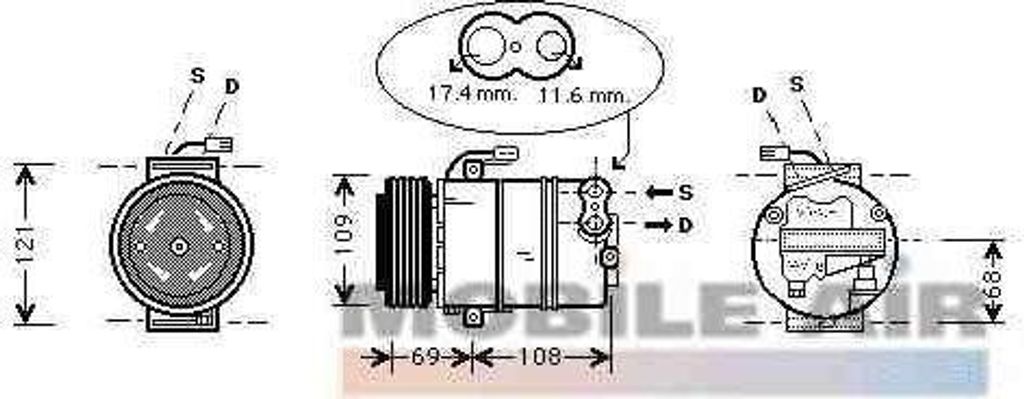 Van Wezel Klimakompressor für Opel Astra G + CC Combo Corsa C Meriva Zafira A