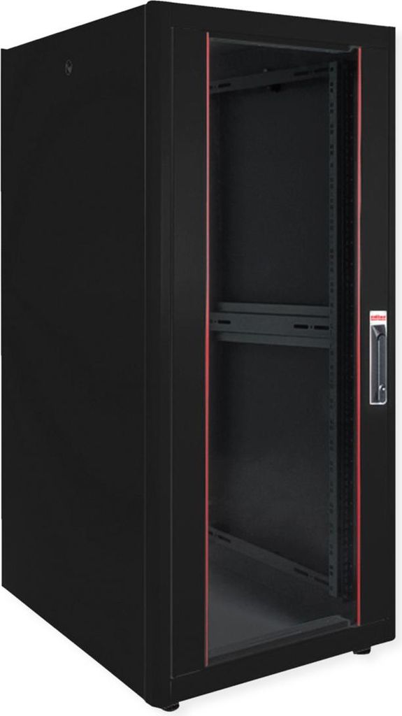 ROLINE Netzwerkschrank Basic 48,26cm 19Zoll 32 HE 600x600 BxT Glastür schwarz