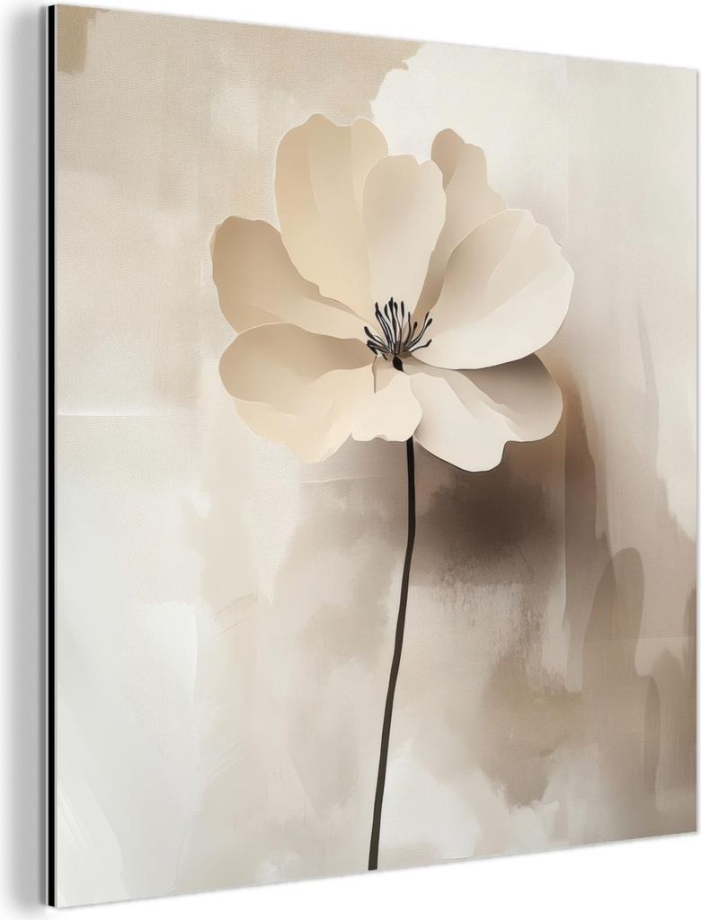 MuchoWow Wanddekoration Metall Metallbild Wandkunst 20x20 cm Blume - Beige - Farbe - Schatten MuchoWow Aluminium Gemälde - Alu Dibond Bilder