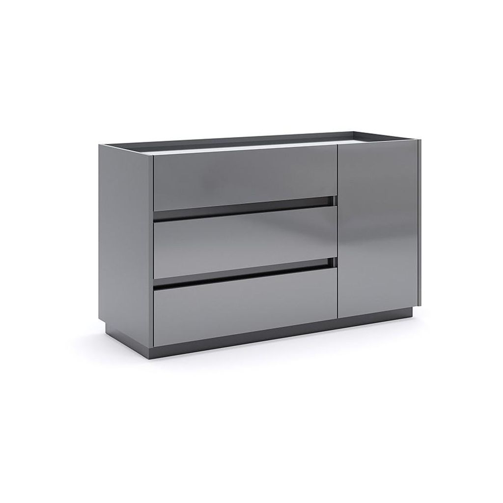Kommode Teo – 3 Schubladen & 1 Tür – Grafit – 120×73×47 cm Produktbild 
