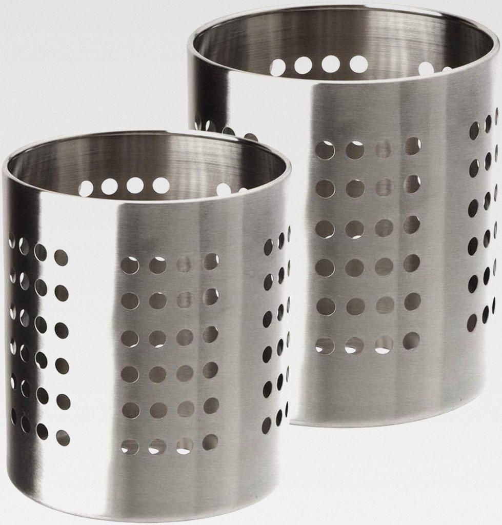 MGE - Küchenutensilienhalter - Besteckständer aus Edelstahl - Besteckhalter - Geschirr Halter - Besteck-Abtropfkorb - Set von 2 Stück - Edelstahl