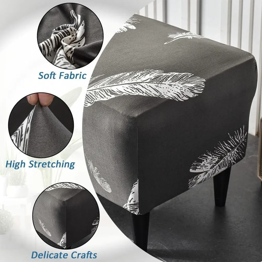Housse de siège blanche en polyester lavable, design plumes élégant - 4