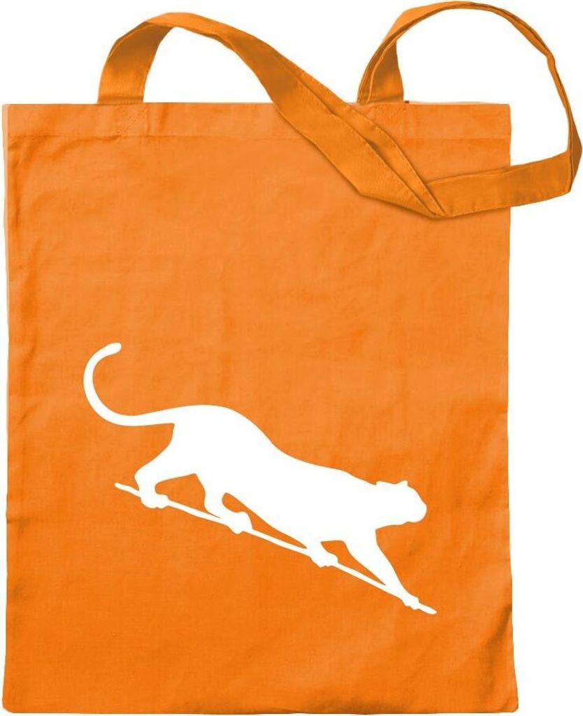 Kiwistar - Baumwolltasche - mandarin - Wildkatze - Panther - Leopard - Tragetasche Stoffbeutel Umhängetasche Langer Henkel