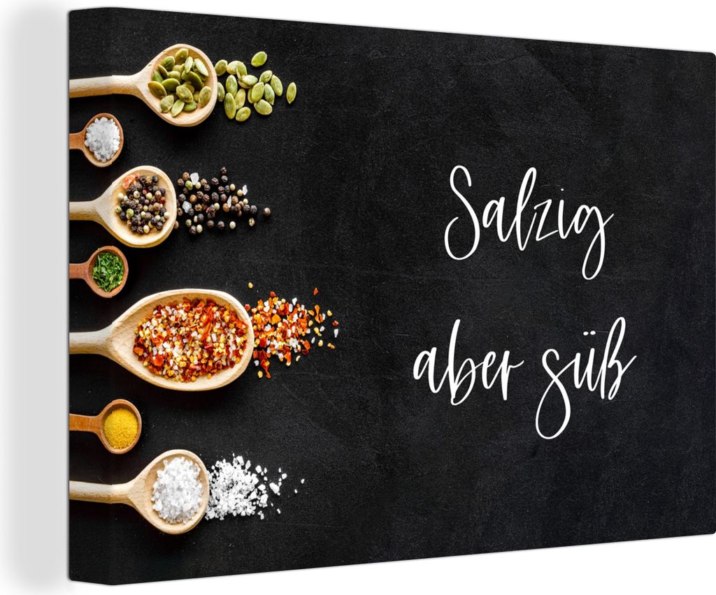 OneMillionCanvasses - Leinwandbilder - 140x90 cm, Sprichwörter - Zitate - Salzig aber süß - Kräuter, Wandbilder Kunstdruck Wanddekoration - F...