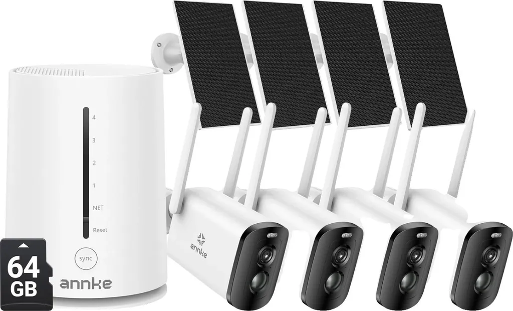 Kit surveillance maison 4MP extérieur sans fil batterie 5200mAh 64Go