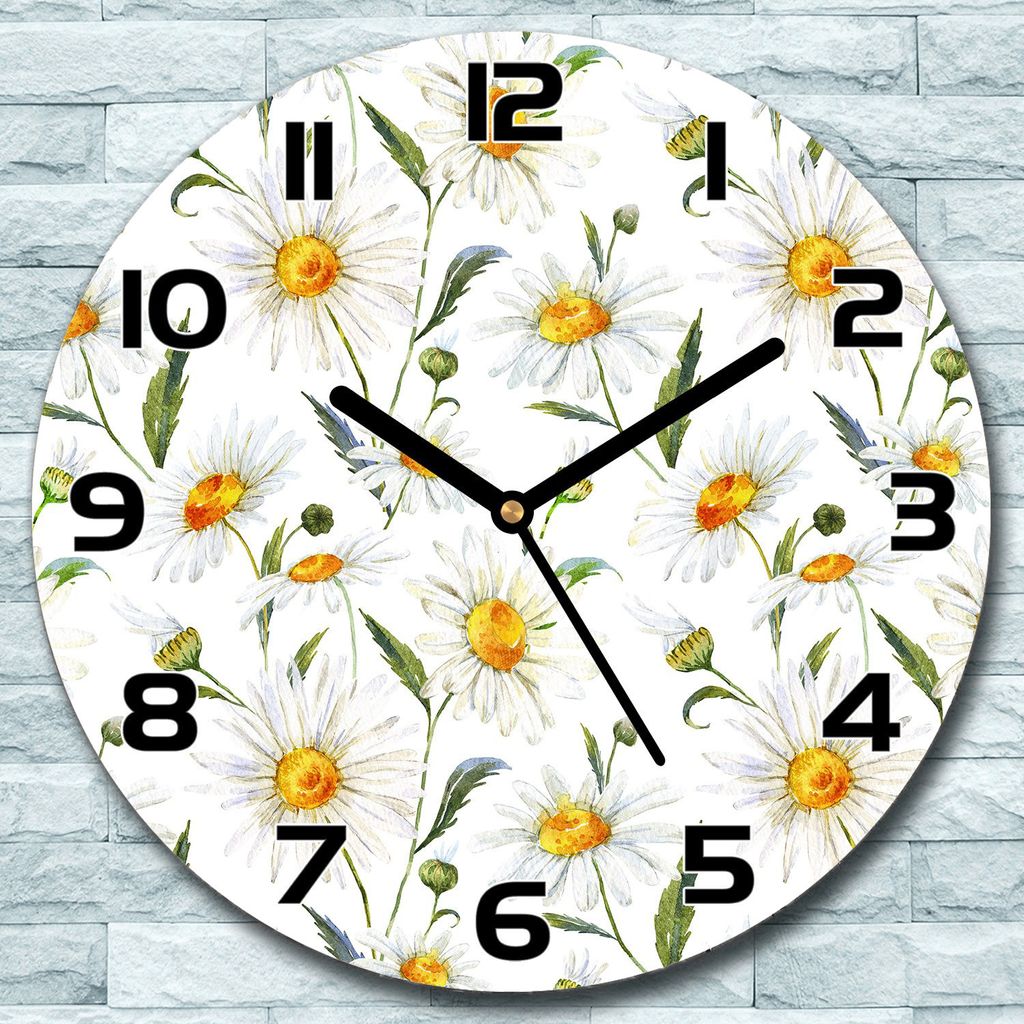 Wanduhr aus Glas Rund fi 30 Kamille Vintage Quarz Deko Schlafzimmer Büro